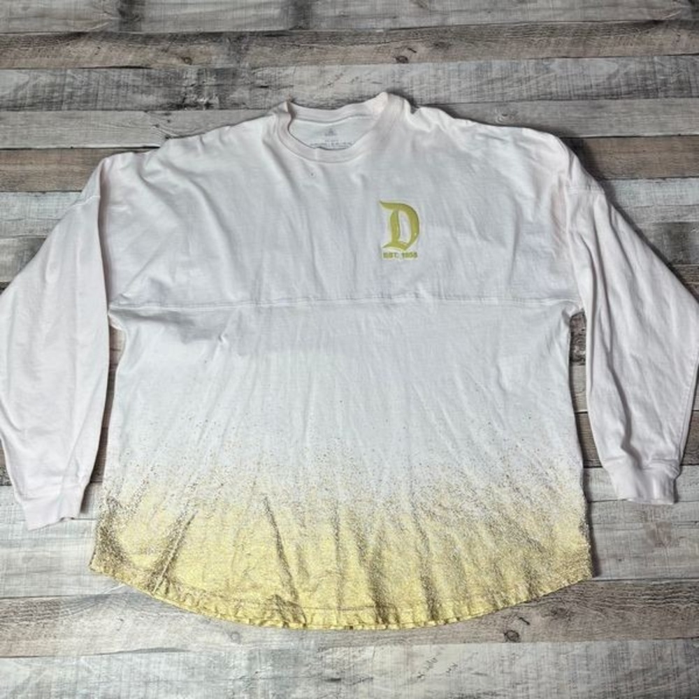 Disney Spirit Jersey Adult 2XL White Gold Flake Disneyland Resort Logo Spellout